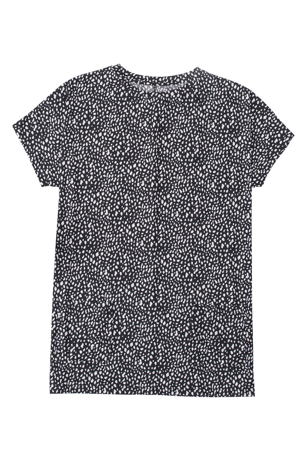 Black Leopard Print Side Pockets Tunic Top