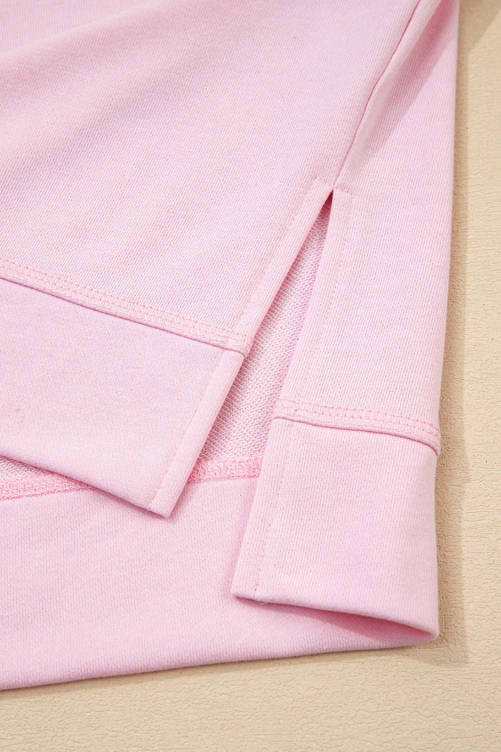 Bonbon Striped Colorblock Patchwork Raglan Pullover Top with Slits