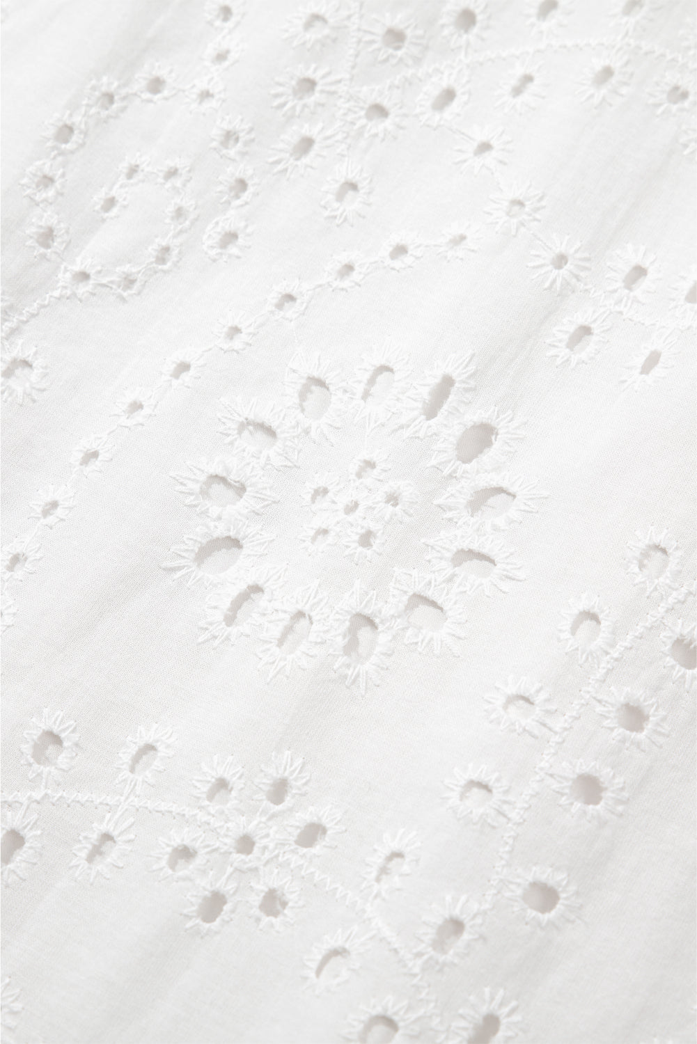 White Floral Eyelet Embroidered Sleeveless Shift Dress