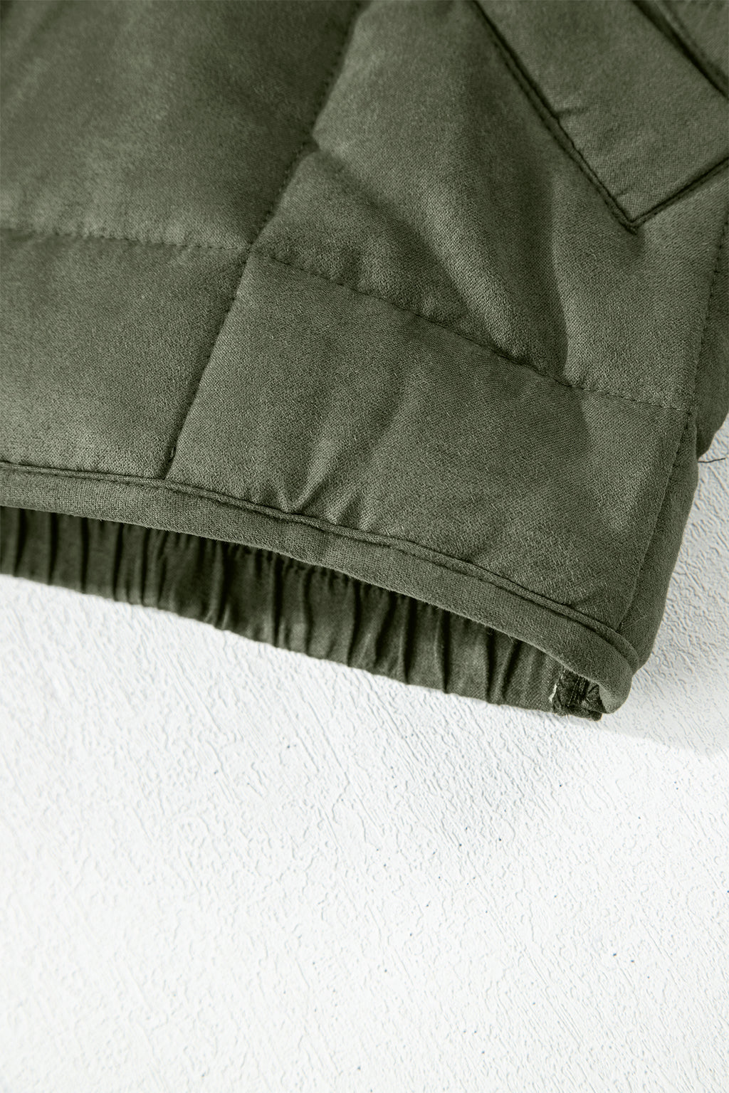 Khaki Zip-Up Pocket Quilted Jacket