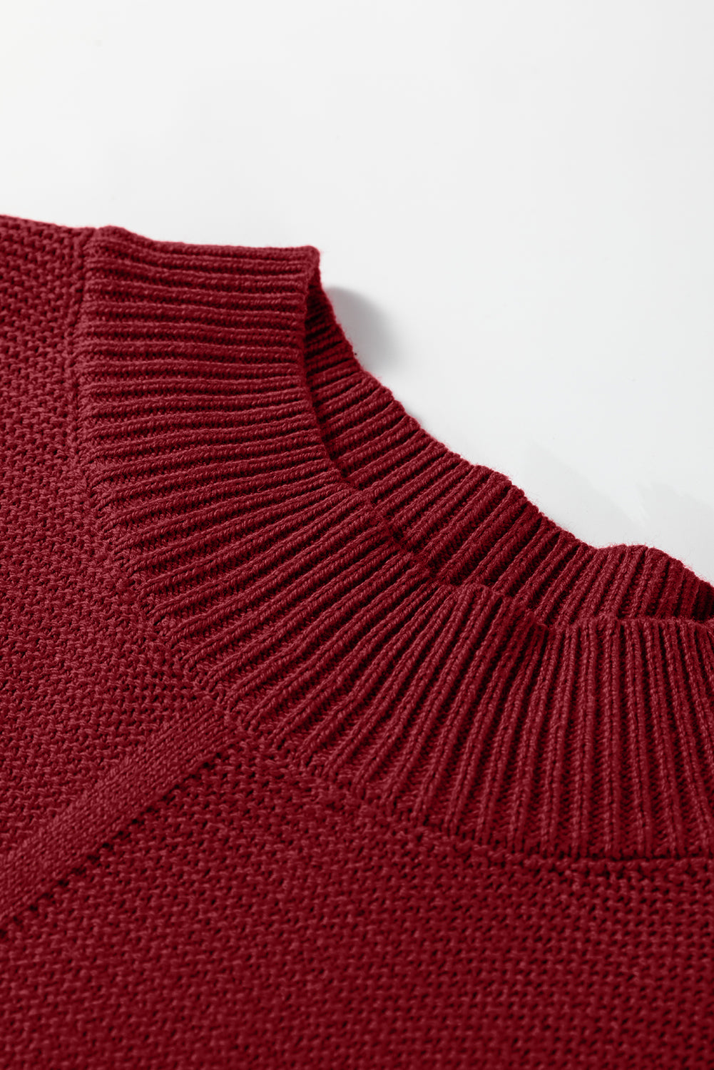 Dirty blue Solid Color Front Seam Drop Shoulder Loose Sweater