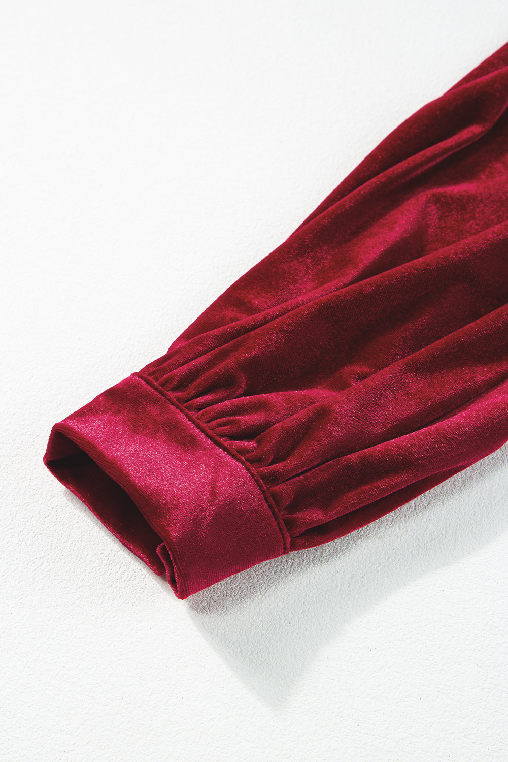 Dearlove Racing Red Velvet Buttoned Puff Sleeve V Neck Split Midi Dress