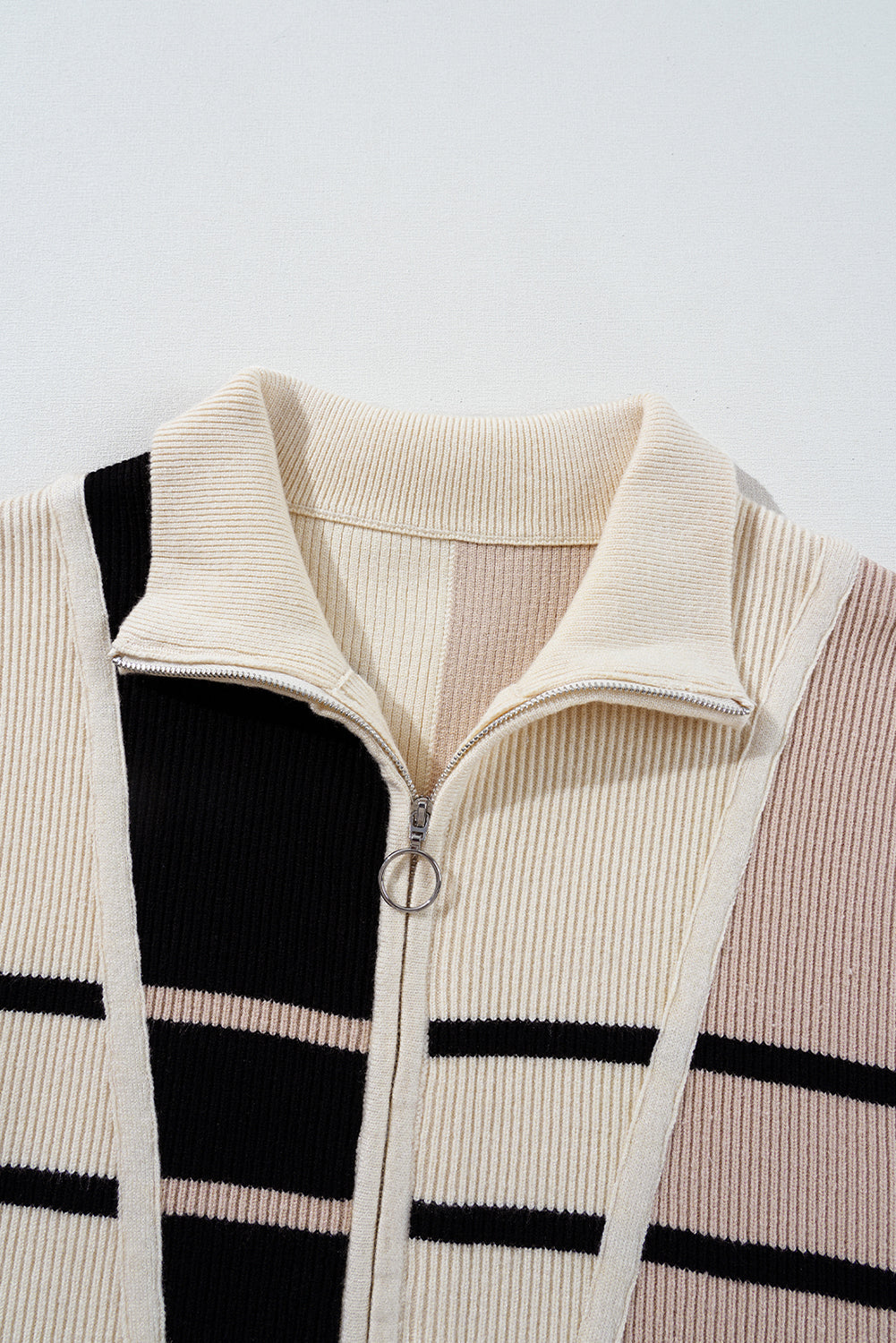 Sky Blue Stripe Colorblock Quarter Zip Collar Sweater Vest