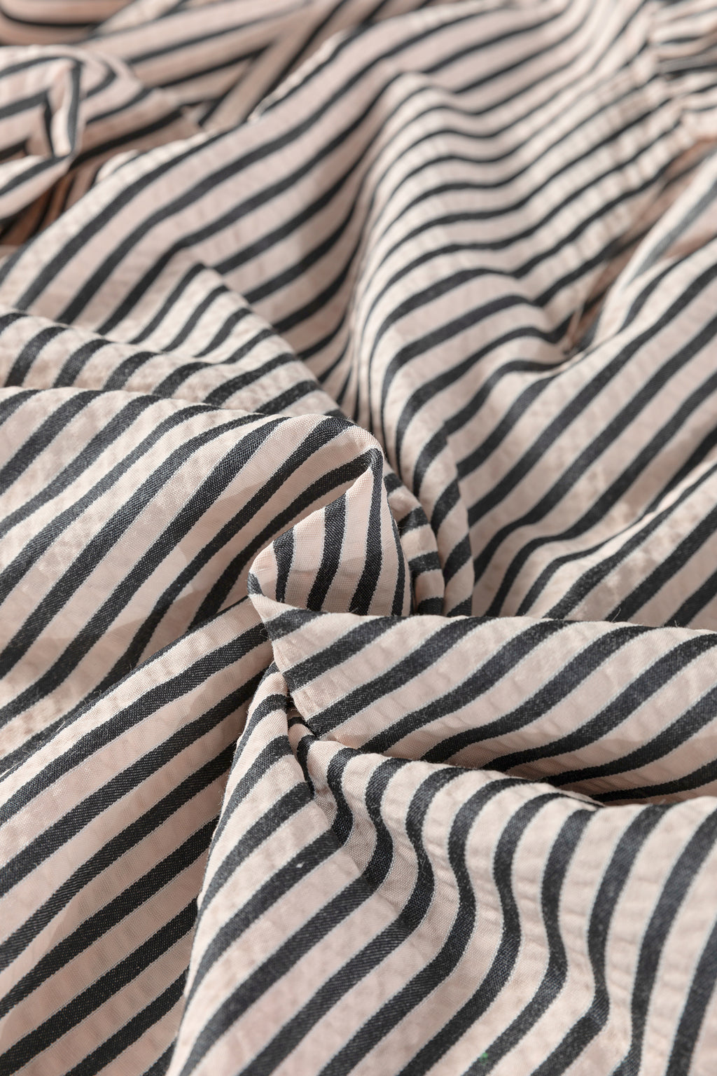 Black Stripe Knotted Cuff Long Sleeve V Neck Blouse