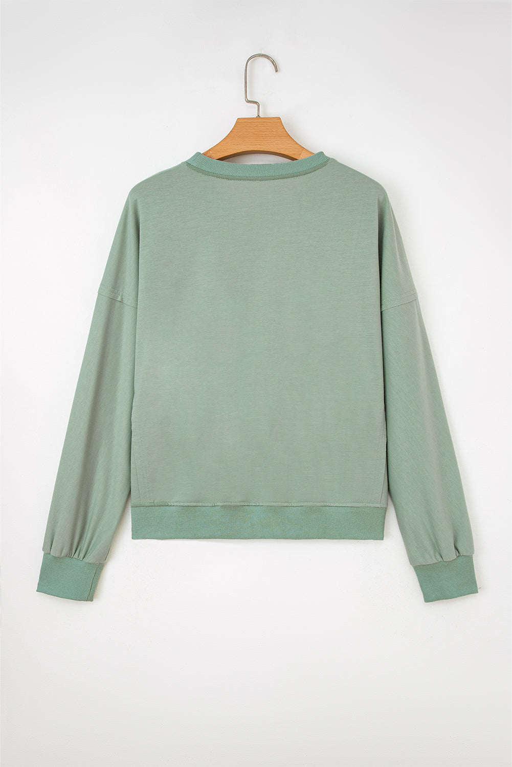Beige Raw Edge Flower Patch Drop Shoulder Casual Top