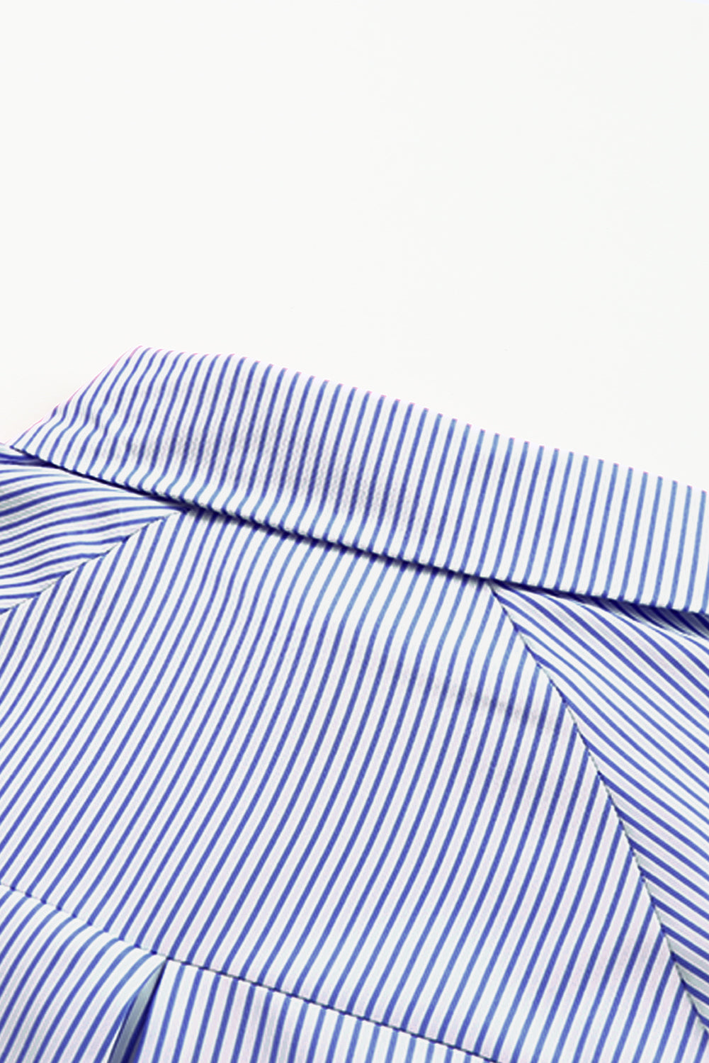 Red Stripe Smocked Cuffed Striped Boyfriend Shirt with Pocket