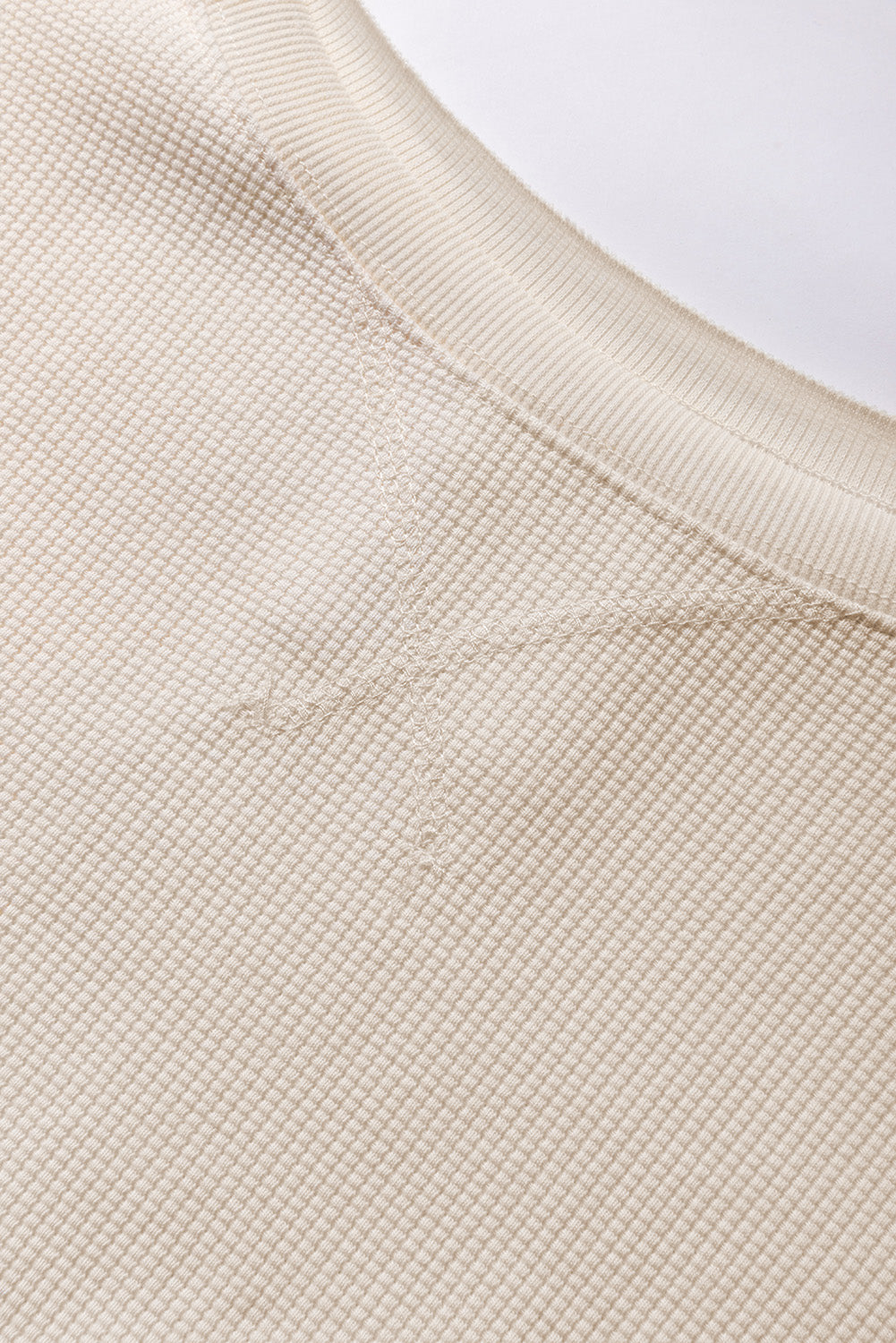 White Waffle knit Bishop Sleeve Split Oversized Top