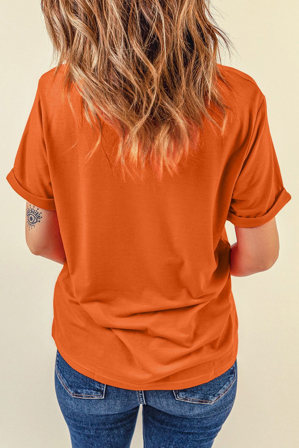 Khaki Casual Plain Crew Neck Tee