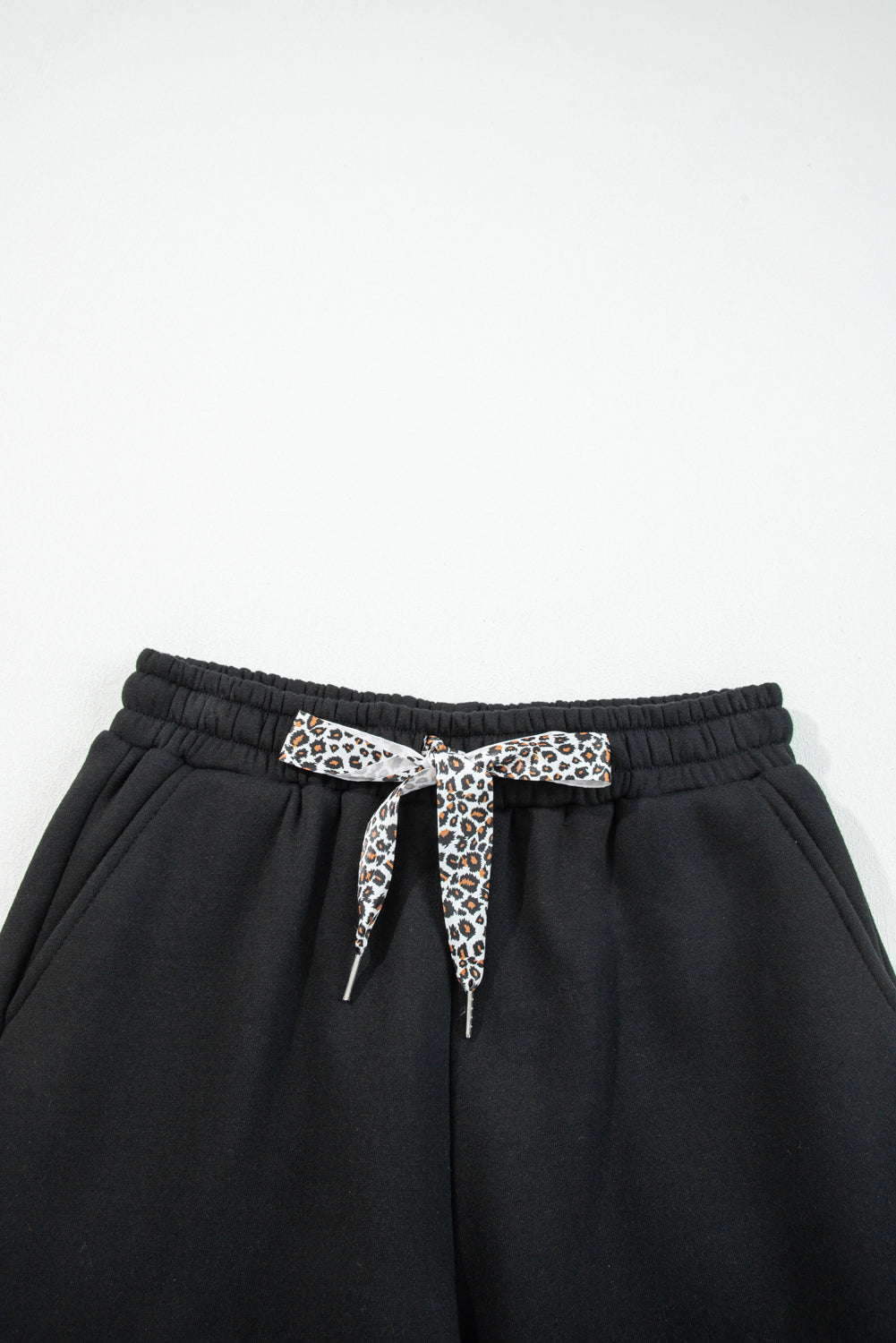 Gray Morn Corduroy Leopard Drawstring High Waist Trousers