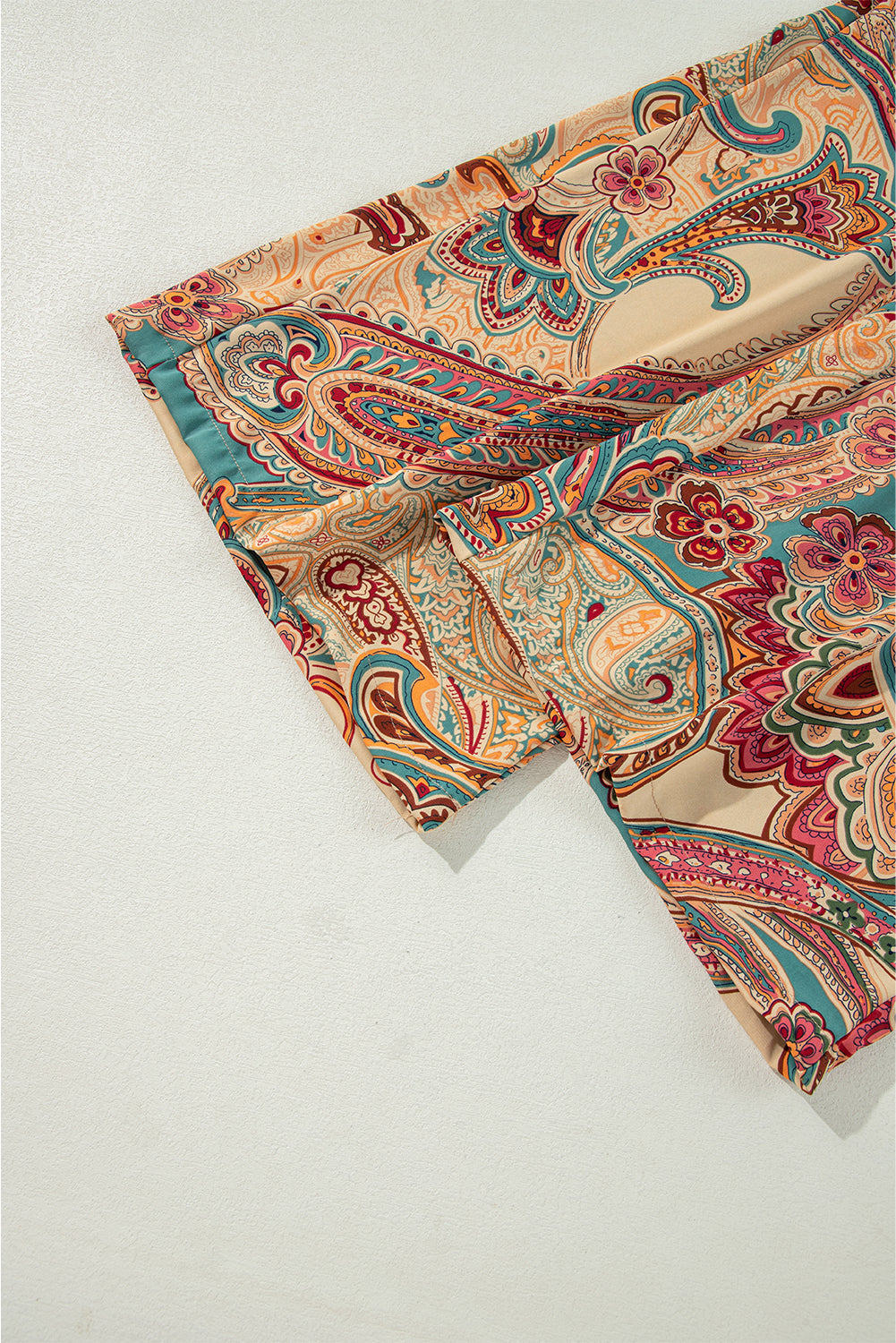 Red Paisley Printed Spaghetti Straps Elegant Wide Leg Jumpsuit
