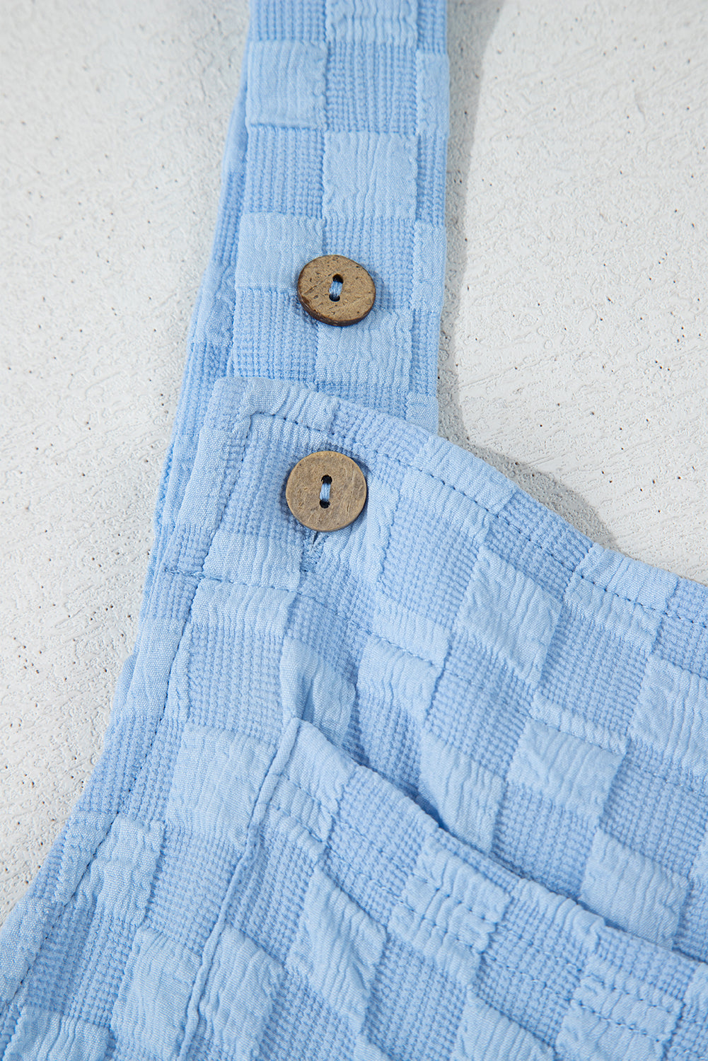 Beau Blue Checkered Pocketed High Waist Wide Leg Overall