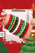 Fiery Red Christmas Mixed Color Stackable Bracelets 10pcs/Set