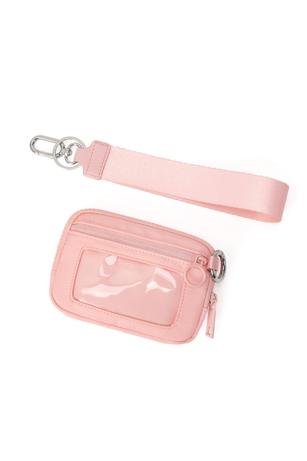 Pink Transparent ID Window Coin Storage Wrist Bag
