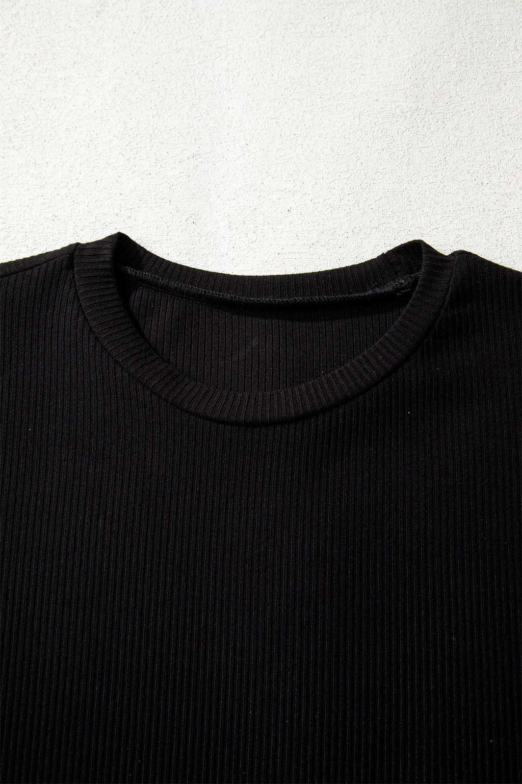 White Ribbed Long Sleeve Crew Neck Solid Color Bodysuit