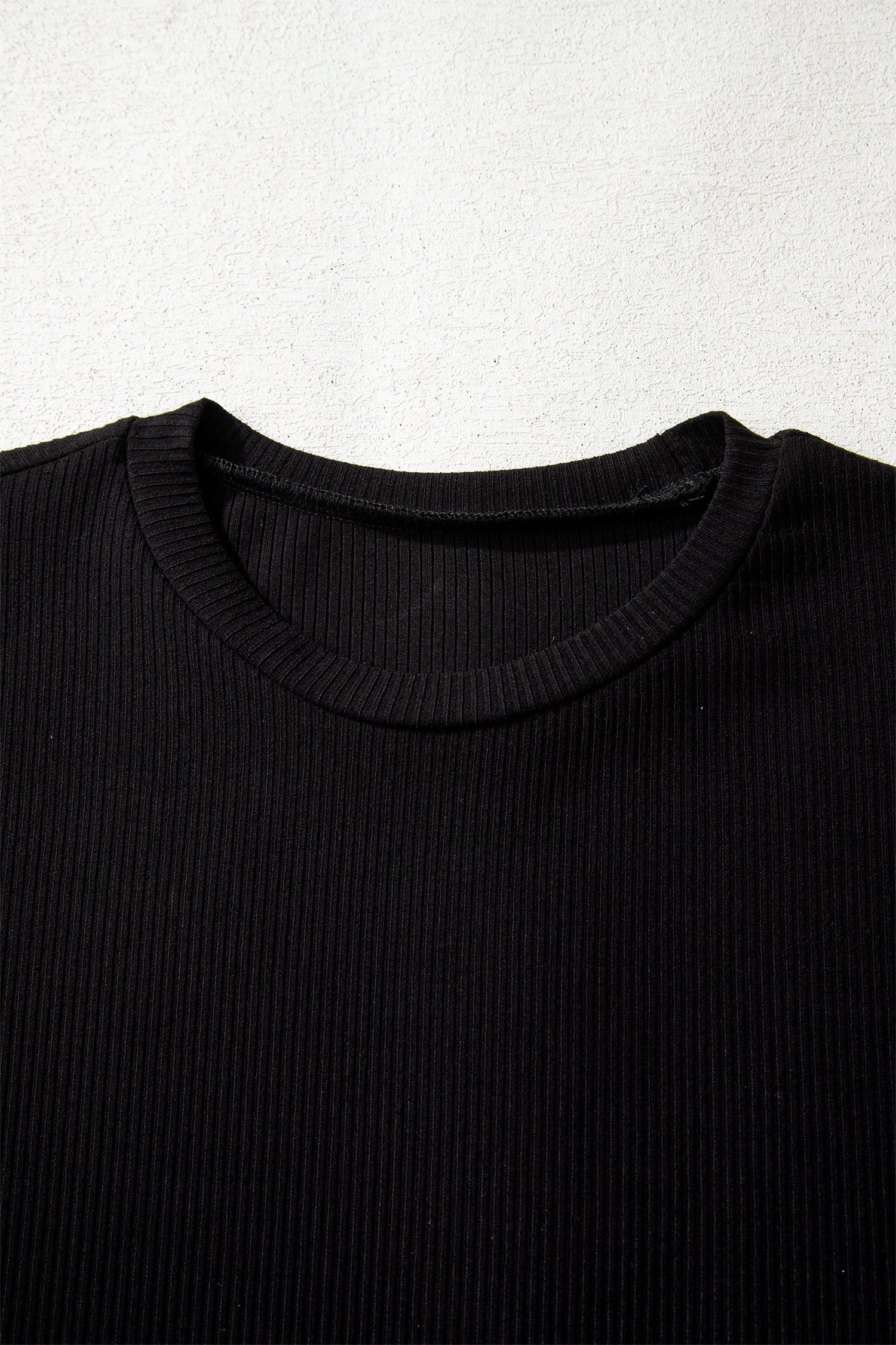 White Ribbed Long Sleeve Crew Neck Solid Color Bodysuit