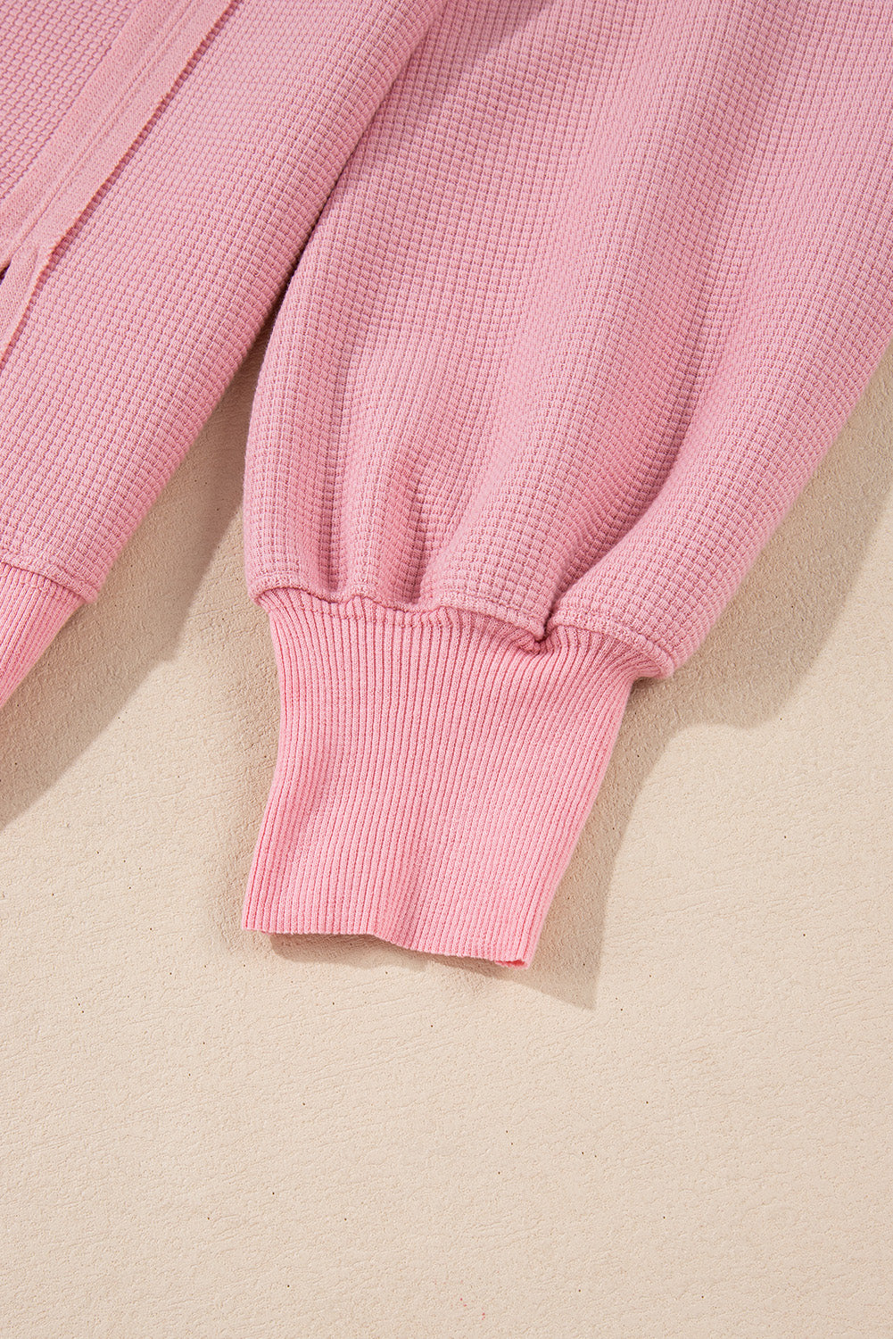 White Waffle knit Bishop Sleeve Split Oversized Top