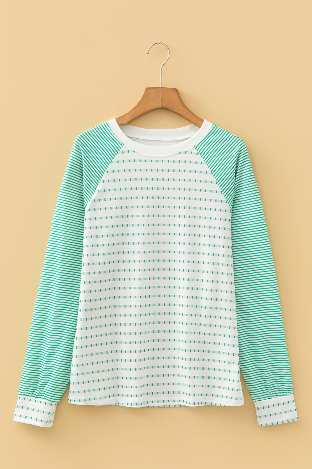 Black Stripe Raglan Patchwork Long Sleeve Tee