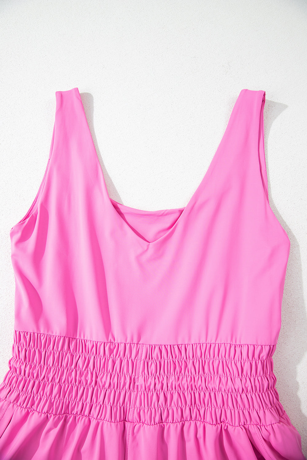 Black Plain Sleeveless Loop Drawstring Cinched Waist Romper