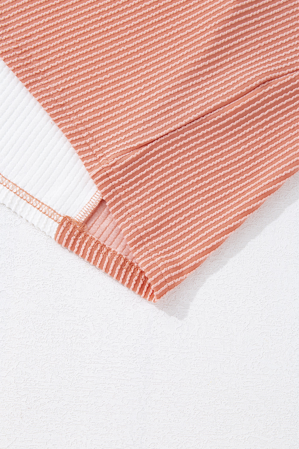 Pale Chestnut Color Block Corded Long Sleeve Top