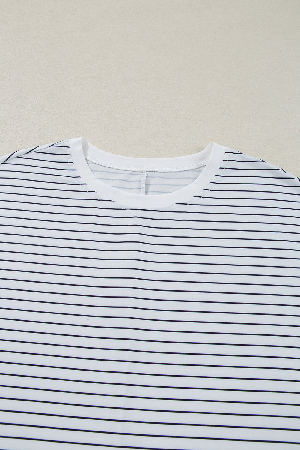 Black Stripe Ruffled Short Sleeve Crew Neck T Shirt Shift Mini Dress