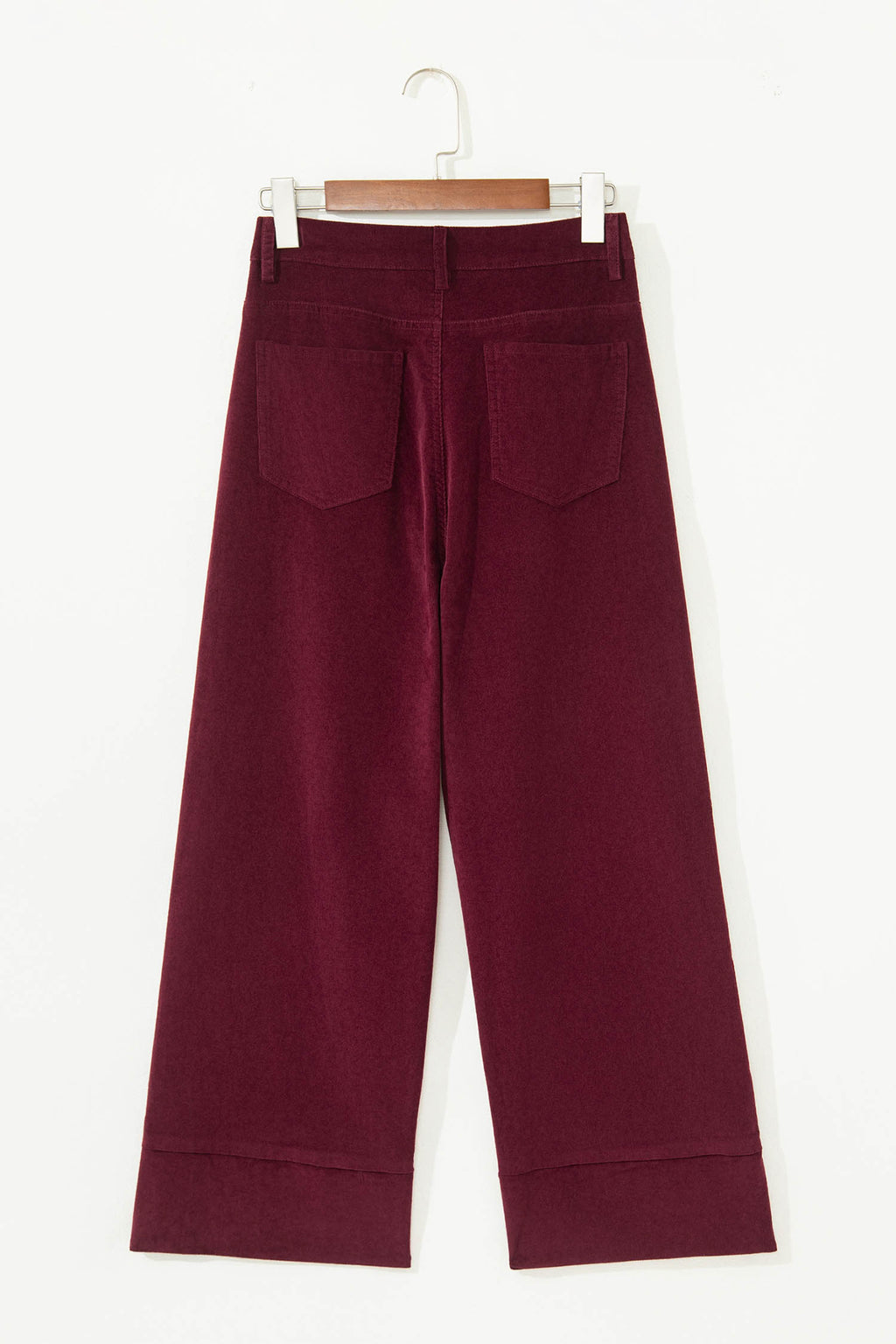 Vineyard Green Corduroy Solid Color High Waist Wide Leg Pants