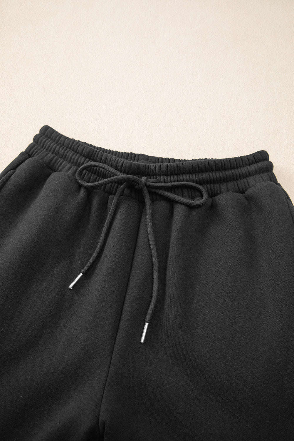 Black Drop Shoulder Loose Sweatshirt and Joggers Active Set