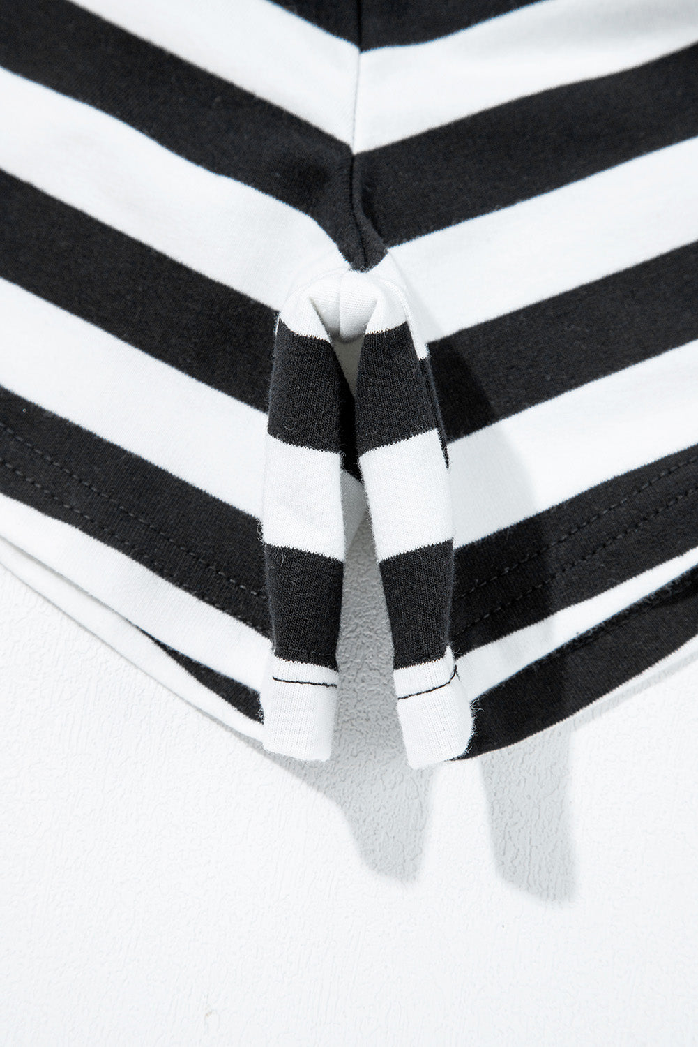 Black Stripe Color Block Edge Pullover and Shorts PLus Size Set