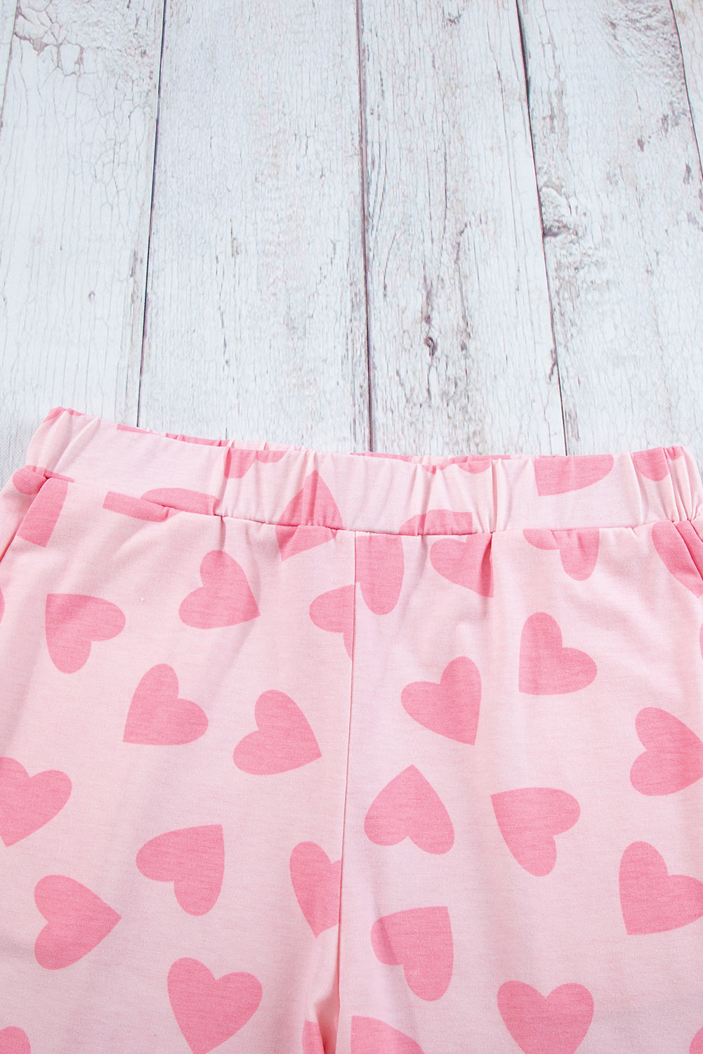 Black Valentine Heart Shape Print Long Sleeve Top Shorts Lounge Set