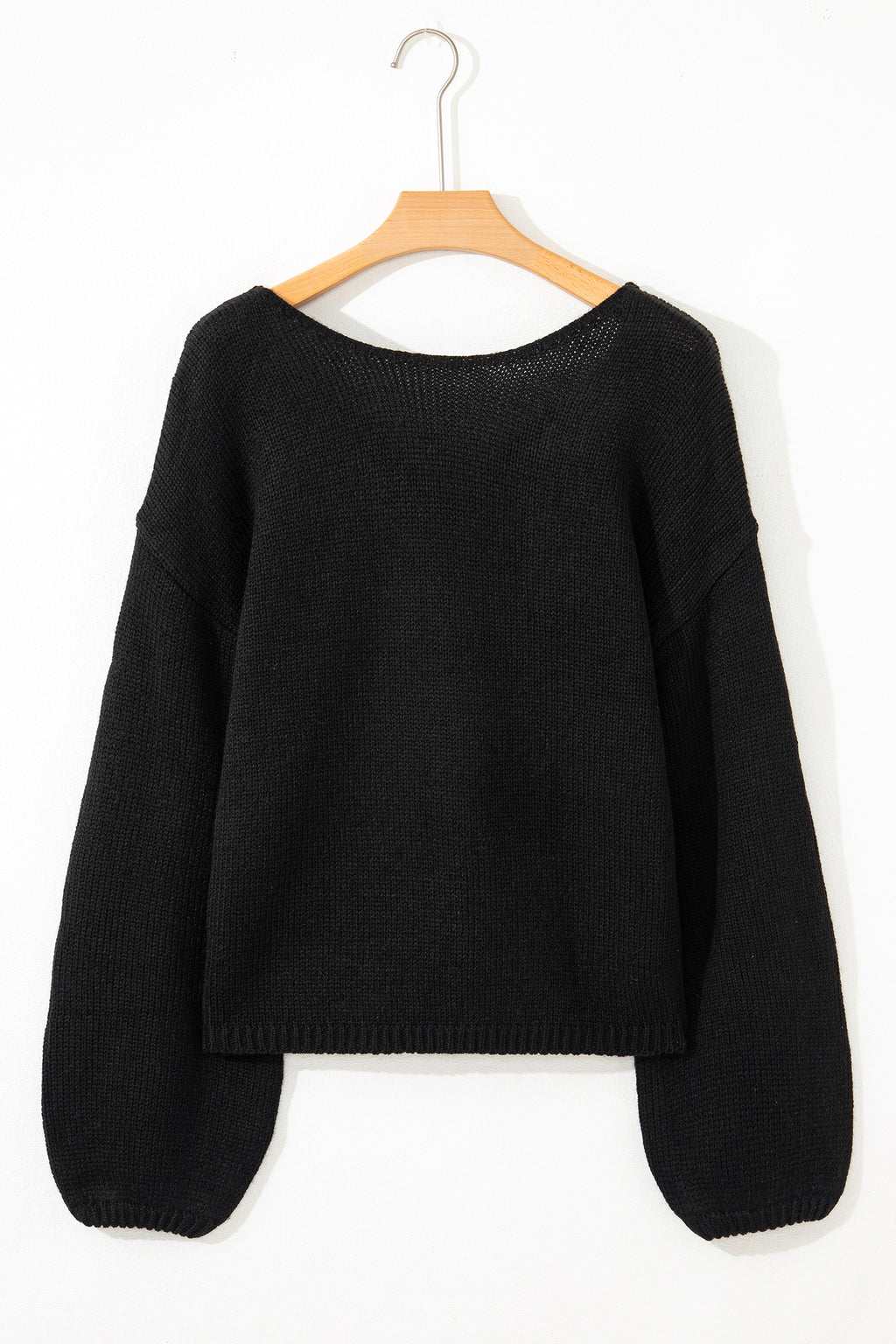 Bonbon Festive Bow Backless Bubble Sleeve Sweater