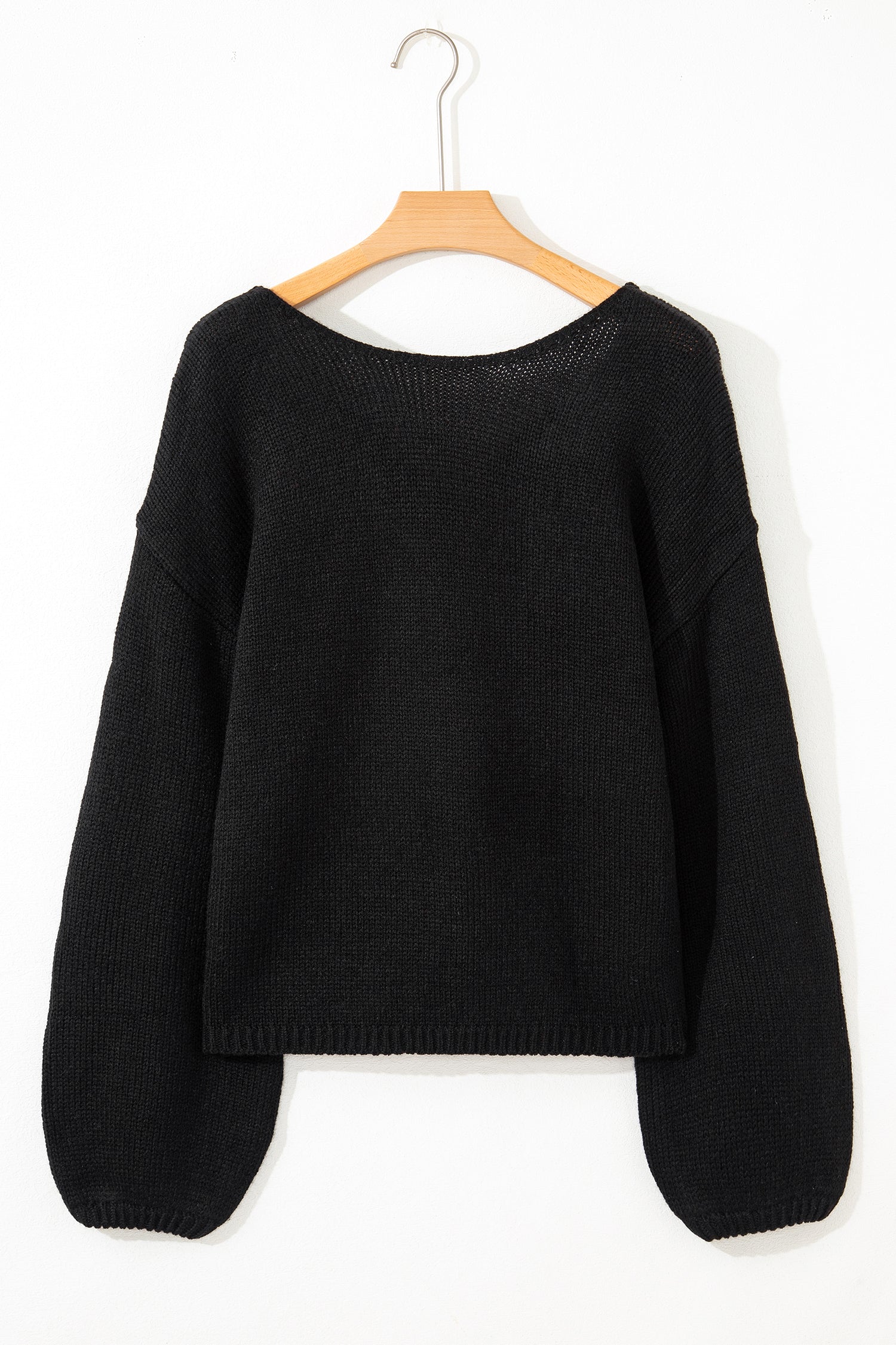 Bonbon Festive Bow Backless Bubble Sleeve Sweater
