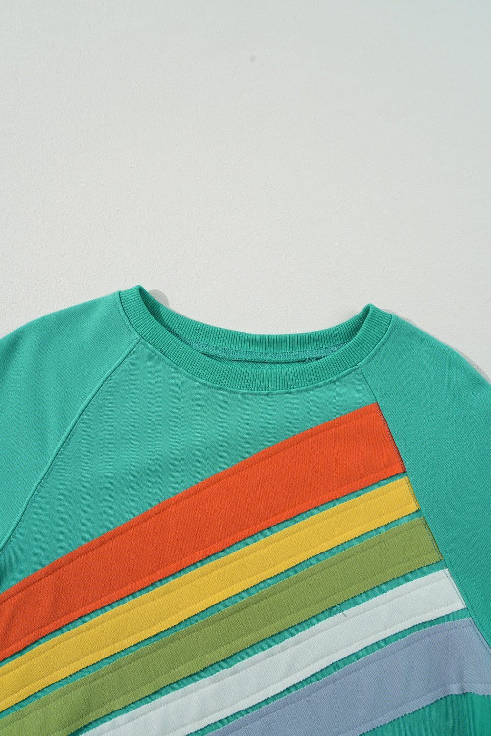 Apricot Rainbow Colorblock Striped Pullover Sweatshirt