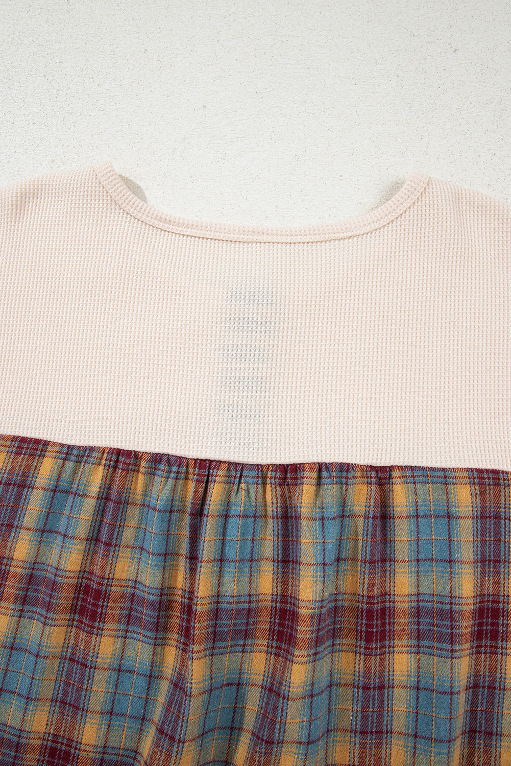 Parchment Plus Size Waffle Colorblock Striped Plaid Patchwork Half Button Pullover