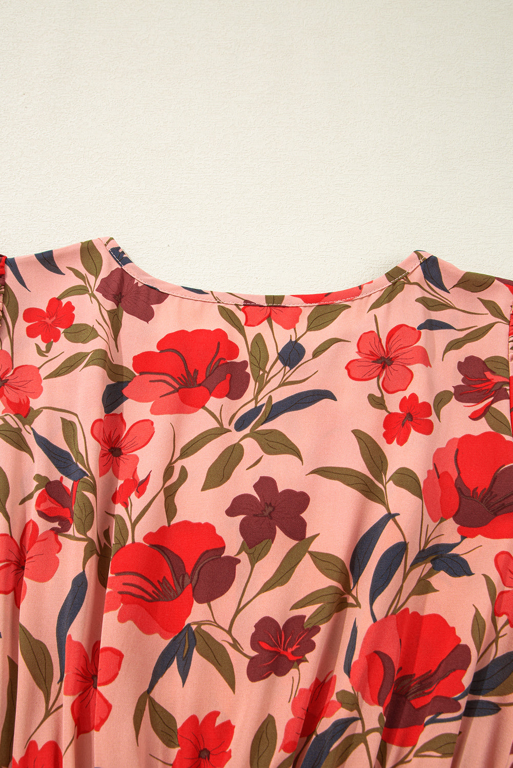 Black Floral Print Wrap V Neck Short Sleeve High Waistband Mini Dress