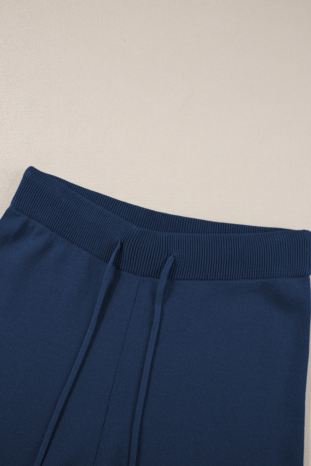 Blackish Green Contrast Trim Half Sleeve Top Drawstring Pants Loose 2pcs Sweater Suit