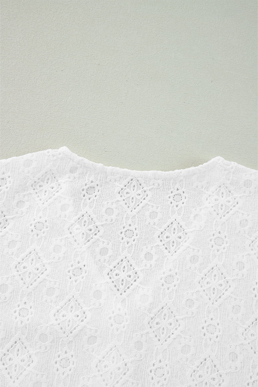 White Lace Puff Sleeve V Neck Button Up Shirt