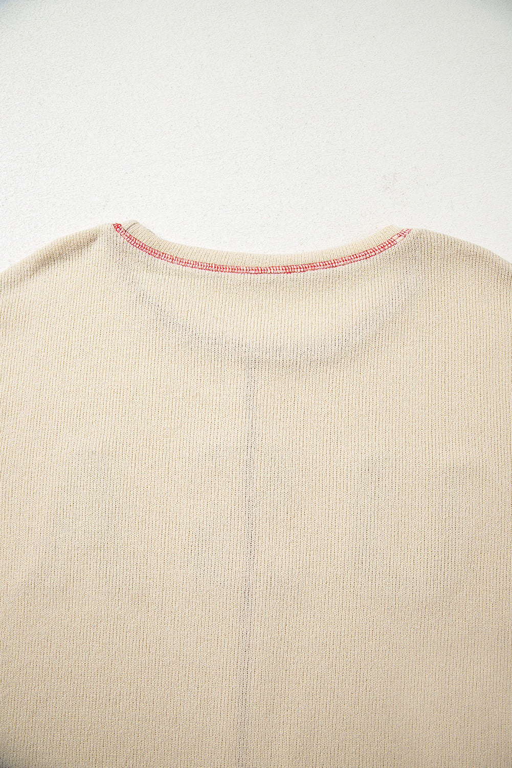Beige USA Star Contrast Patchwork Exposed Seam Long Sleeve Top