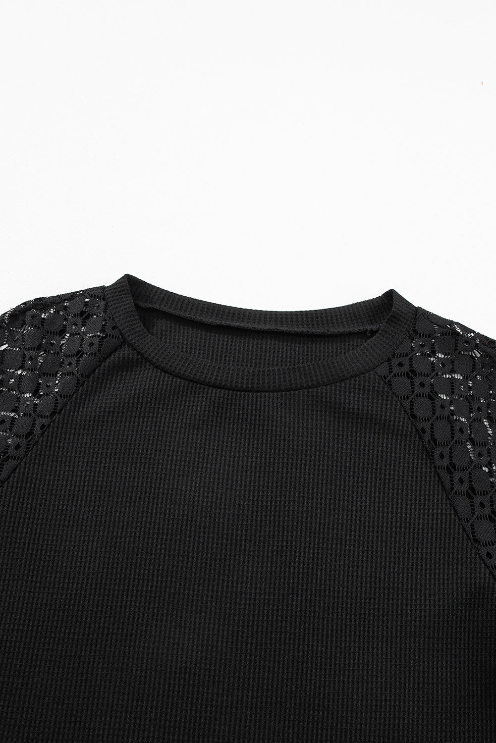 White Lace Long Sleeve Textured Pullover