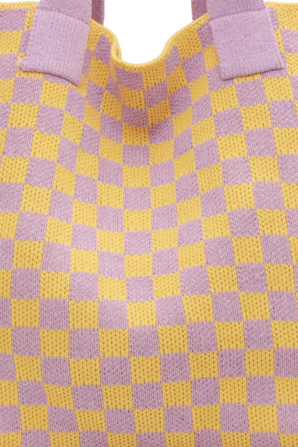 Color black Checkered Knit Eco-Friendly Tote Bag