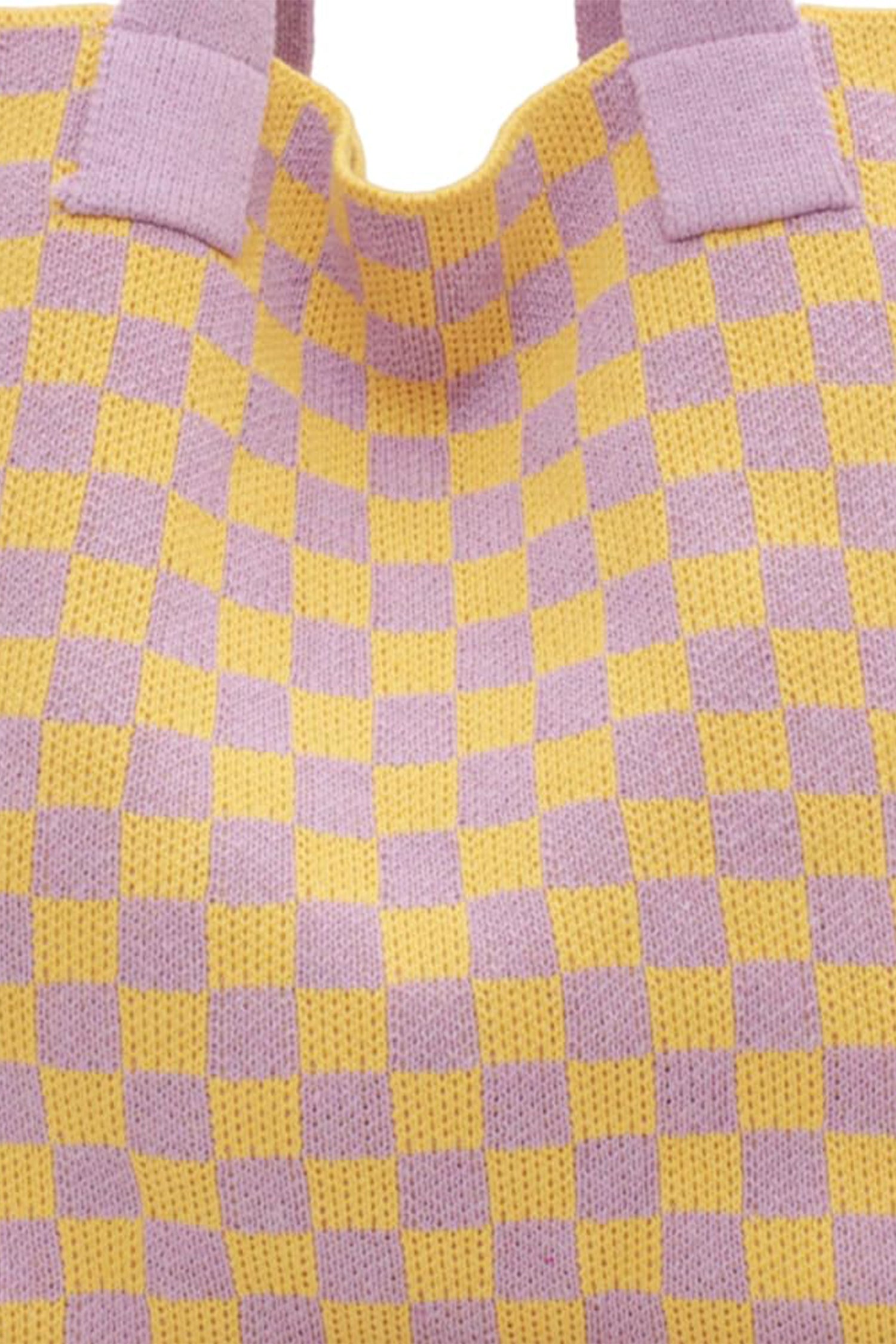 Color black Checkered Knit Eco-Friendly Tote Bag