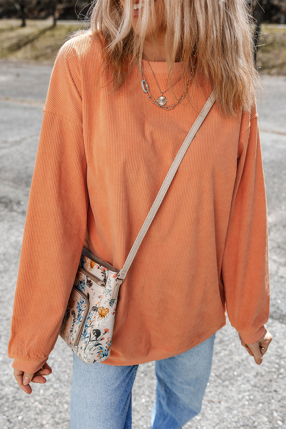 Grass Green Ribbed Corded Oversized Sweatshirt