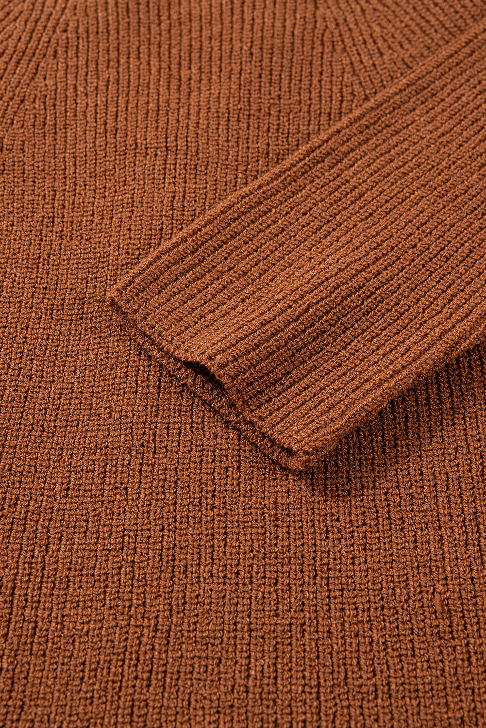 Chestnut Contrast Knit V Neckline Short Cardigan