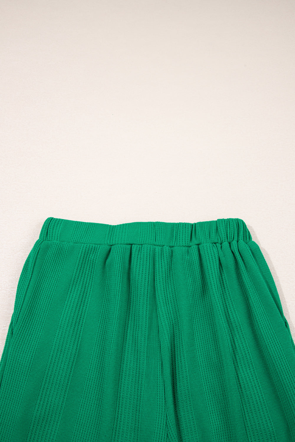 Beau Blue Solid Color Ribbed Ruffle Tank Top and Pants Set