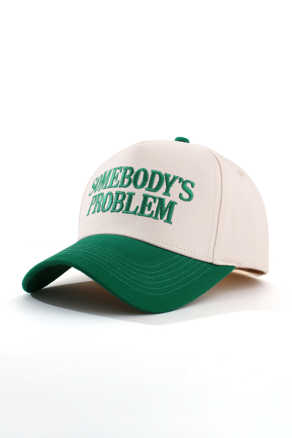 Dark Green SOMEBODYS PROBLEM Embroidered Two-tone Baseball Cap