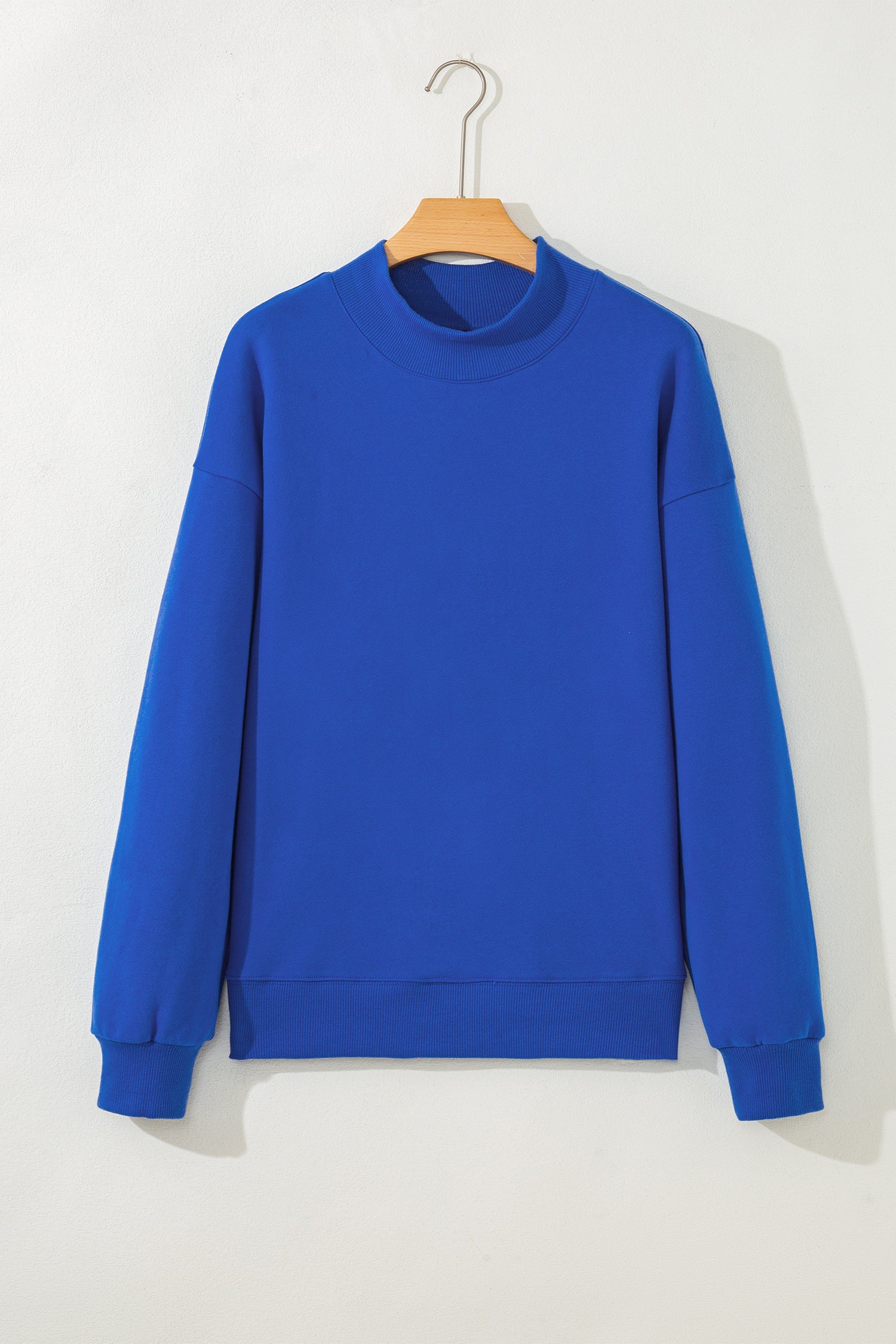Bright Pink Oversize Blessed Embroidered Mock Neck Sweatshirt