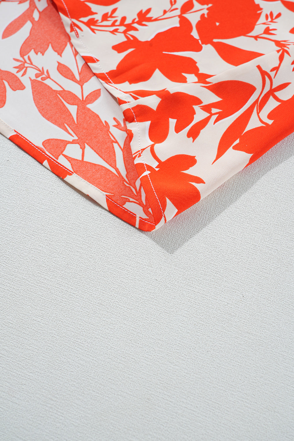 Orange Floral Ruffle Sleeve Print Top