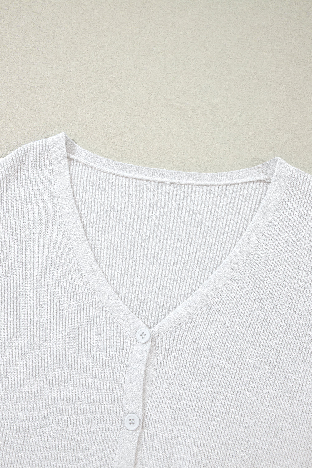 Moss Green Lightweight Ribbed Knit Button Front V Neck Cardigan