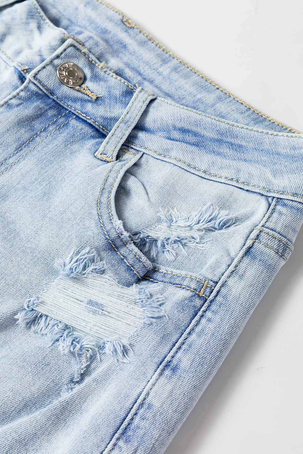 DEAR-LOVER Beau Blue Vintage Light Wash Distressed Flare Jeans