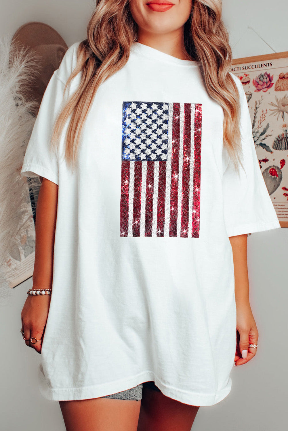 White SUMMER FOREVER Flower Graphic T Shirt