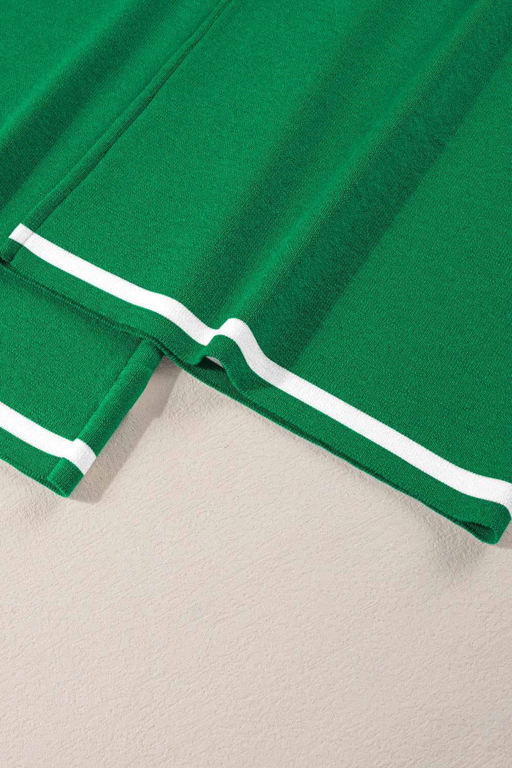 Blackish Green Contrast Trim Half Sleeve Top Drawstring Pants Loose 2pcs Sweater Suit