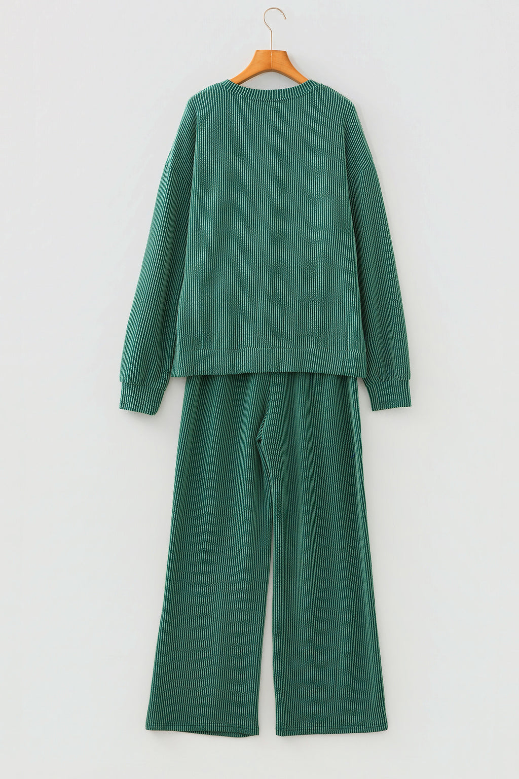 Black MERRY Corded Long Sleeve Top and Pockets Pants Set